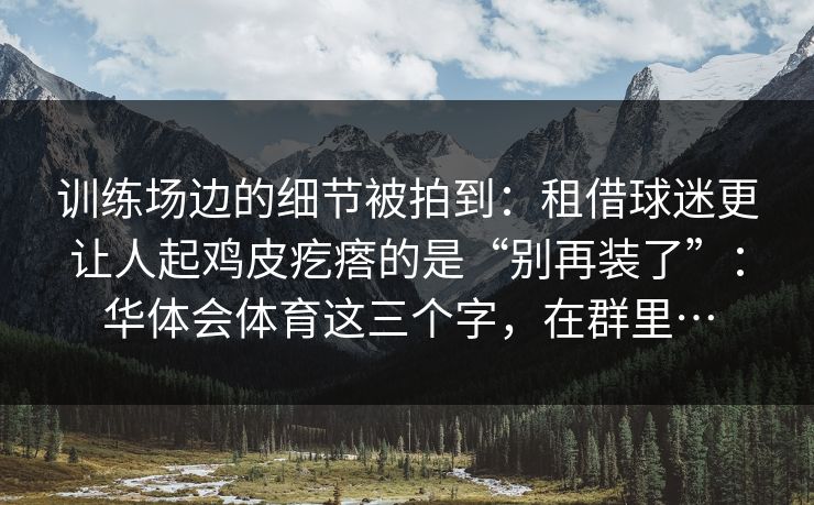训练场边的细节被拍到：租借球迷更让人起鸡皮疙瘩的是“别再装了”：华体会体育这三个字，在群里…