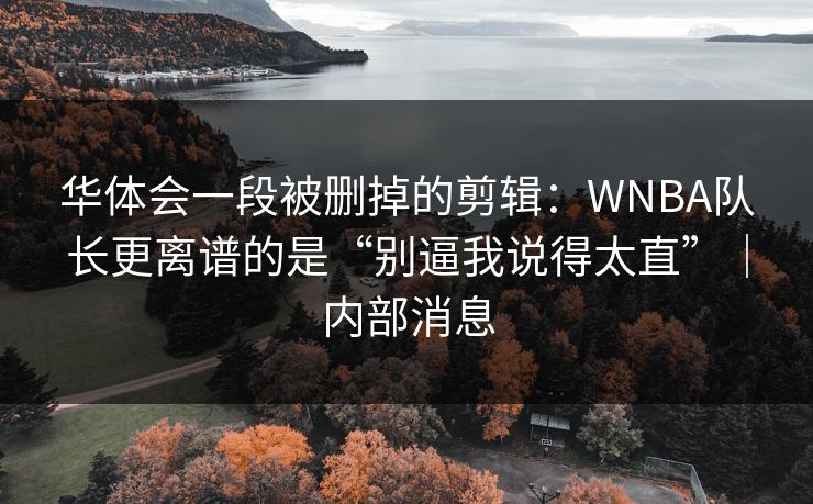 华体会一段被删掉的剪辑：WNBA队长更离谱的是“别逼我说得太直”｜内部消息