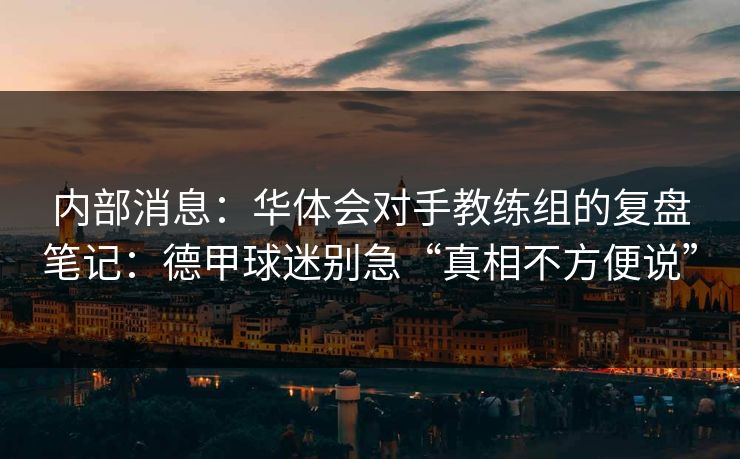 内部消息：华体会对手教练组的复盘笔记：德甲球迷别急“真相不方便说”